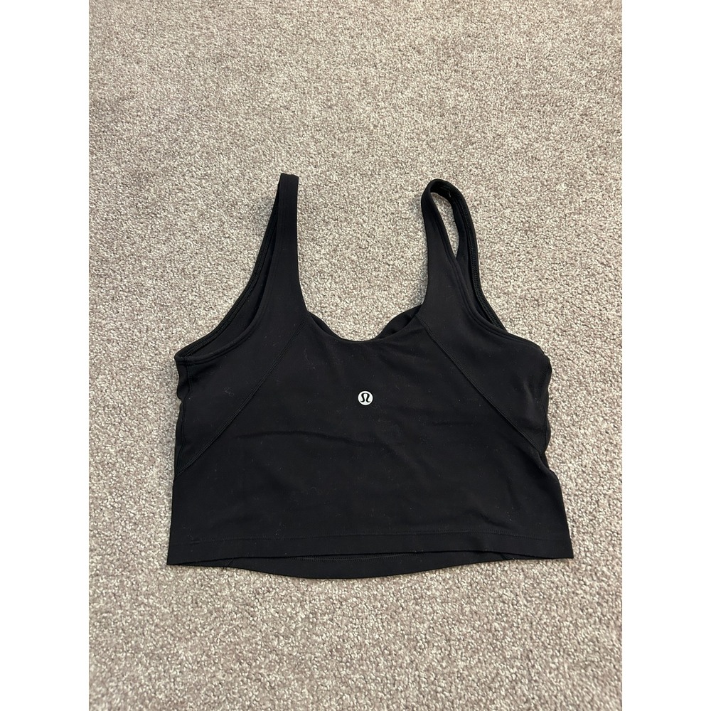 Lululemon Align Tank Top Womens 4 Black Excellent Nulu Cropped Yoga Bra